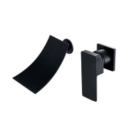 2020 New Design Brass Lavatory Taps Cold and Hot Water Single Handle Black Color Brushed Wall Mounted Bathroom Faucet